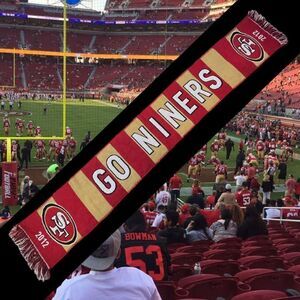 San Franciso 49ers Red Gold NFL Football 2012 Fringed Go Niners Stadium Scarf